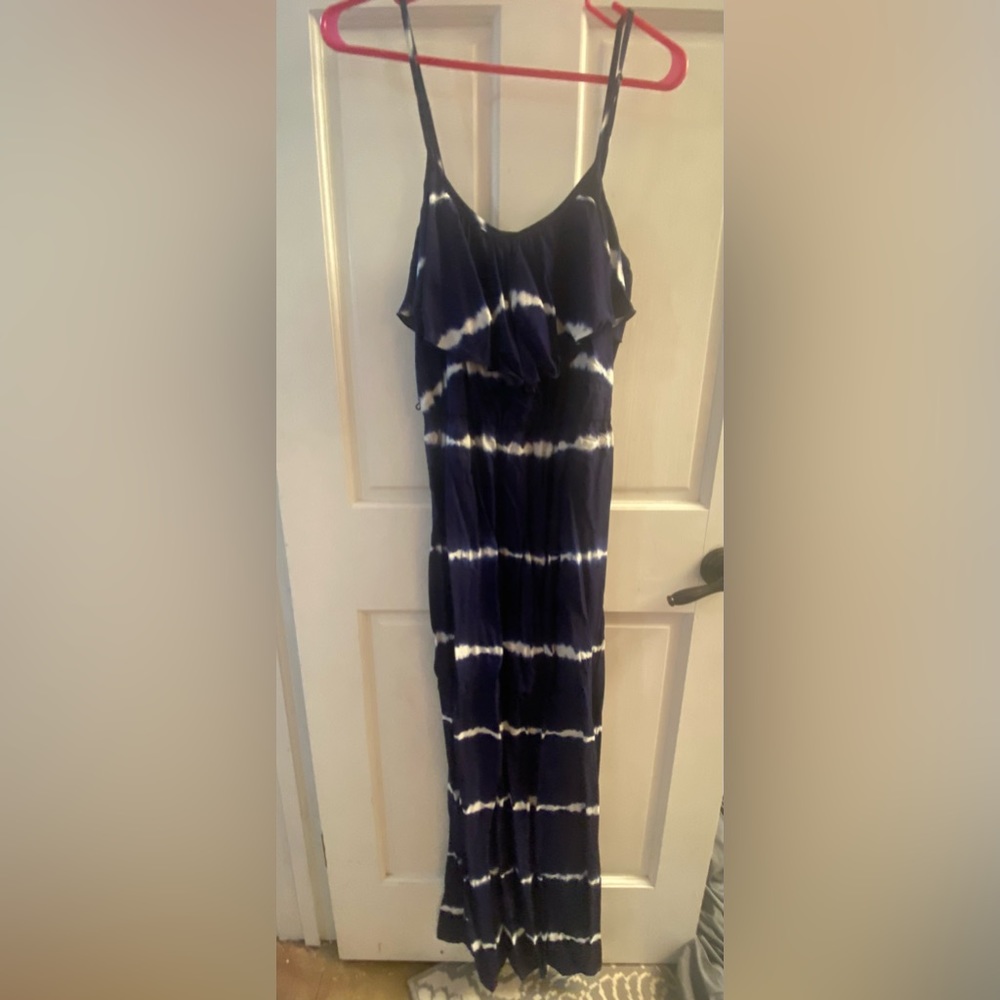 Iz Byer Navy Blue Tye Dye Maxi Dress